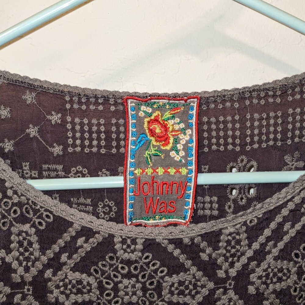 Johnny Was rayon top embroidered look M brown - Picture 6 of 8